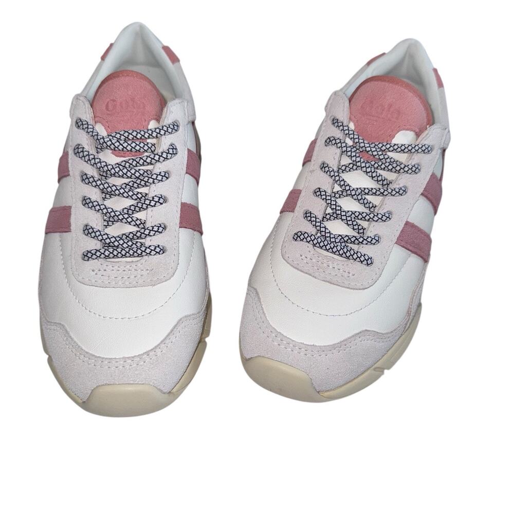 Gola Eclipse Pure Women White dusty rose Pink Lace Up Sneakers Shoes SZ/5 - Picture 2 of 14